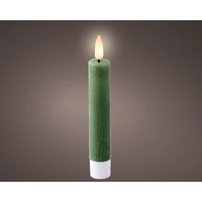 Afbeelding van LED dinerkaars d2h16 cm groen/warm wit 2st Lumineo