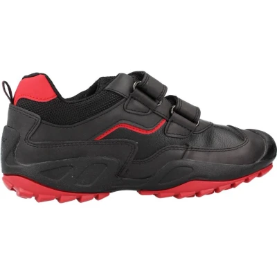 Afbeelding van Geox J N.SAVAGE B. A Sneakers laag voor kinderen, Maat: 27, Black red Imitatieleer/ textiel