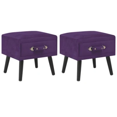 Afbeelding van Nachtkastjes 2 st 40x35x40 cm fluweel donkerpaars