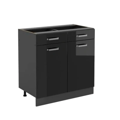 Afbeelding van Vicco Keukenonderkast R Line, Zwart hoogglans/Antraciet, 80 cm zonder werkblad