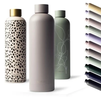 Afbeelding van roestvrijstalen drinkfles, 500 ml, 750 thermosfles, lekvrij, BPA vrij, geïsoleerde dubbelwandige waterfles, slanke en lichte thermoskan, grijs, ml