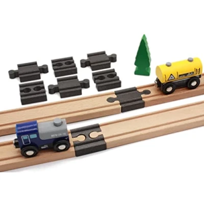 Afbeelding van Locorico Set met verbindingsstukken voor trein van hout, compatibel Brio