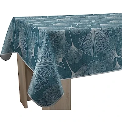 Afbeelding van Le linge de Jules Biloba Tafelkleed, vuilafstotend, blauw, rechthoekig, 150 x 200 cm