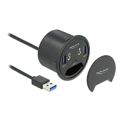 Afbeelding van Delock Tafelhub 3 poorten 1x USB Type C en 2x A + HD Audio Ports 62794