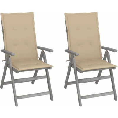 Afbeelding van vidaXL Tuinstoelen 2 st verstelbaar met kussens massief acaciahout
