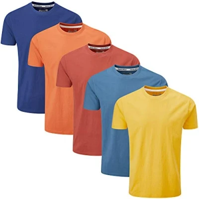 Afbeelding van Charles Wilson Effen Ronde Hals T Shirt 5 Stuks, Orange Sunset, M