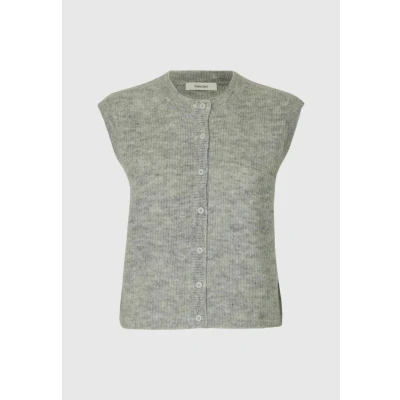 Afbeelding van Selected Femme Lulu SL Button O Neck Vest Light Grey Melange