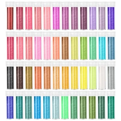 Afbeelding van GIBOHOM Fijne glitter in 48 heldere kleuren voor feestjes en kunstlessen, body nail podiummake up