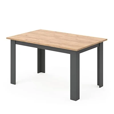 Afbeelding van Vicco Karlos eettafel, walnoot, met stevig krasbestendig oppervlak van melaminehars, 140 cm, wit