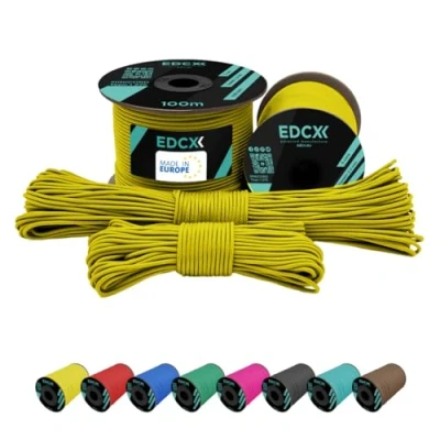 Afbeelding van EdcX Paracord 275 2 mm (15, 30, 50 en 100 m) 100% nylon 3 strengen verkrijgbaar in vele kleuren geel 30 m