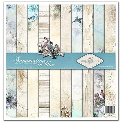Afbeelding van ITD Collection 10 vellen plakboek papier 30 x 320 mm (Summer Time in blauw) (SLS 006) 1
