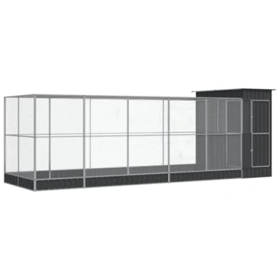 Afbeelding van VidaXL Volière met zilveren uitbreiding, 623 x 203 216 cm, staal