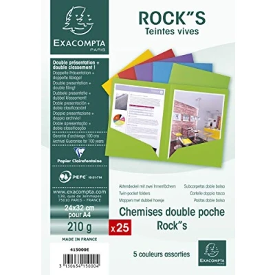 Image de Paquet de 25 chemise ouble poche nature future double a4 ou a3 exacompta 415000e