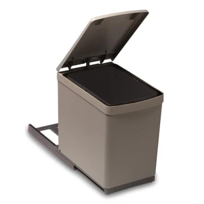 Afbeelding van Victory Traditionline Inbouwafvalemmer 16 liter met automatische dekselheffer aluminium grijs