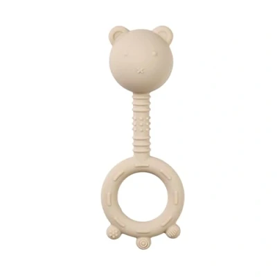 Afbeelding van Nattou Siliconen rammelaar, beer, ca. 16 cm, BPA vrij, siliconen, klei