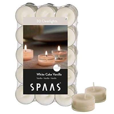 Afbeelding van SPAAS 30 Clearlights Geur, theelichten in transparante beker, ± 4,5 uur White Cake Vanilla