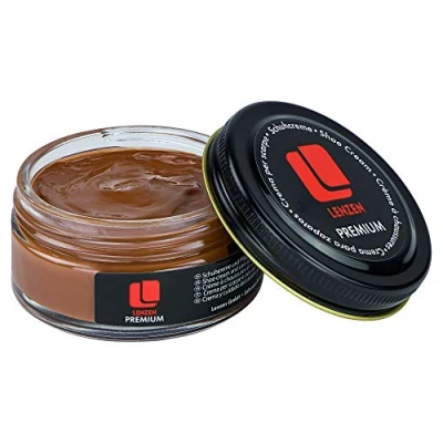 Afbeelding van Lenzen Premium schoencrème, voedende crème voor glad en generfd leer, Lichtbruin