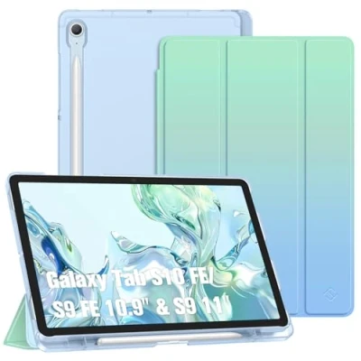 Afbeelding van Fintie Ultradunne beschermhoes voor Samsung Galaxy Tab S9 FE 10,9 inch / tablet 11 2023 met penhouder, doorschijnende achterkant en automatische slaap /waakfunctie, kleurverloop