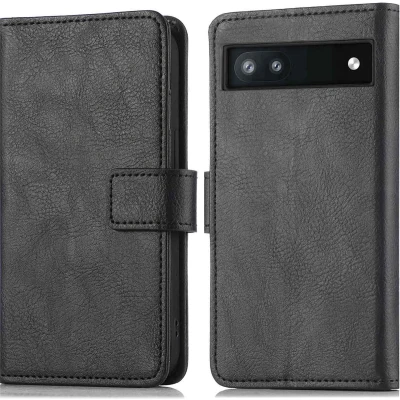 Afbeelding van iMoshion Hoesje Geschikt voor Google Pixel 6a Met Pasjeshouder Luxe Bookcase Zwart