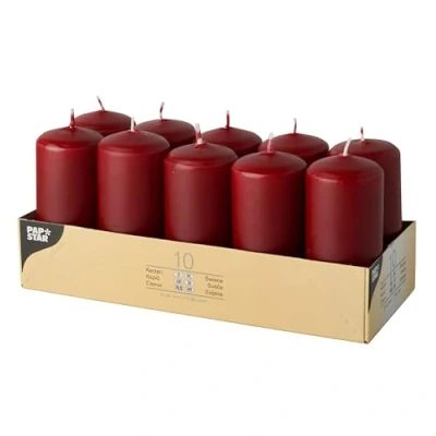 Afbeelding van Stompkaarsen Bordeaux Ø 40 x 90mm 9 Branduren Papstar