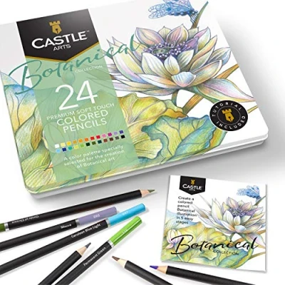 Afbeelding van Castle Arts themaset Met 24 kleurpotloden in metalen doos, perfecte kleuren voor botanische kunst. soepele gekleurde kern van hoge kwaliteit een fantastisch resultaat bij mengen &amp; lagen