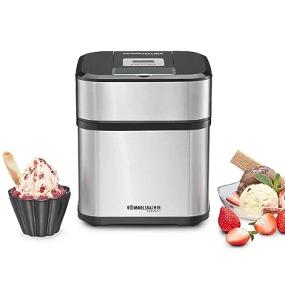 Image de Rommelsbacher au 12 4 en 1 Machine à Glace Kurt/pour la crème glacée glace/Minuteur/avec sorbet &amp; Cuillère/yaourt glacé 15 l/Inox Noir