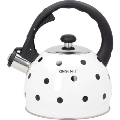 Afbeelding van Kinghoff 1050 Fluitketel 2 liter Wit stippel