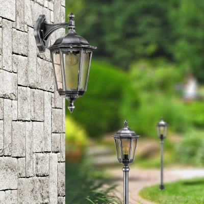 Afbeelding van Buitenwandlamp 1111 lantaarn hangend zwart zilver