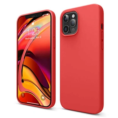 Afbeelding van elago Liquid Silicone Case Compatibel met iPhone 12 Pro Max Hoesje (6,7&quot;) Vloeibaar Siliconen Beschermhoes, Complete Bescherming: 3 laags Schokbestendig (Rood)