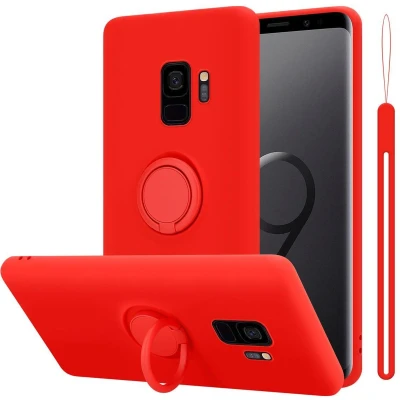 Afbeelding van Cadorabo Hoesje geschikt voor Samsung Galaxy S9 in LIQUID ROOD Beschermhoes van flexibel TPU silicone Case Cover met ring