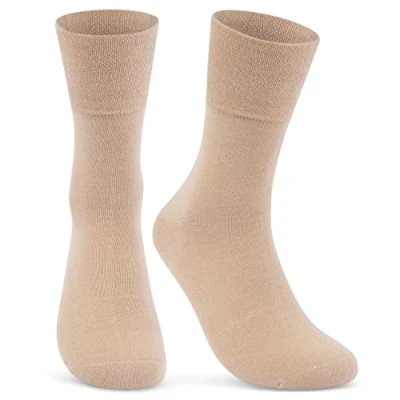Afbeelding van 6 Paar Sokken Diabetici met Comfortband zonder Elastiek &amp; Naad Heren Dames 97% Katoen, Beige, 35 38 EU