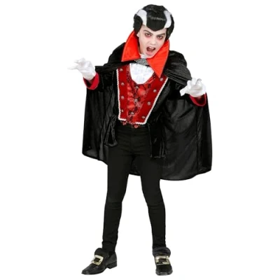 Afbeelding van Widmann Vampier &amp; Dracula Kostuum Victoriaanse Victor Jongen Rood, Zwart Maat 140 Halloween Verkleedkleding