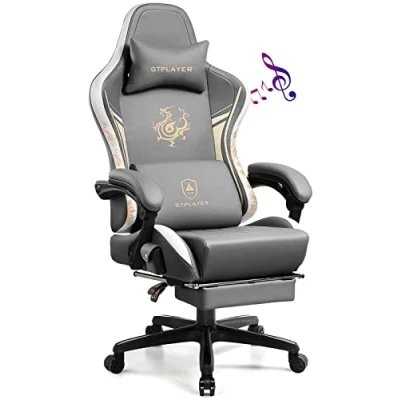 Afbeelding van GTPLAYER Gamingstoel met bluetooth luidsprekers en voetensteun, bureaustoel drakenserie, ergonomische gamingstoel, draaistoel, computerstoel