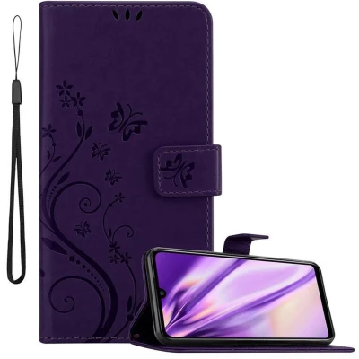 Afbeelding van Cadorabo Hoesje geschikt voor Xiaomi RedMi NOTE 7 in BLOEMEN DONKER PAARS Beschermhoes bloemmotief met magnetische sluiting, standfunctie en kaartsleuven Book Case Cover Etui