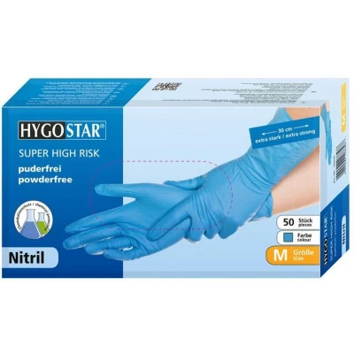 Afbeelding van Hygostar nitril wegwerp handschoenen Super High Risk extra sterk maat L 50 stuks