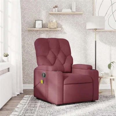 Afbeelding van vidaXL Massagestoel kantelbaar, bordeauxrood, stof