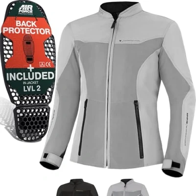 Afbeelding van SHIMA OPENAIR LADY motorjas voor dames, lichte en ademende van mesh, CE bescherming op rug, schouders ellebogen, breedteverstelling (grijs, L)