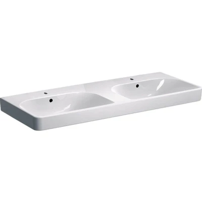 Afbeelding van Geberit Smyle dubbele meubelwastafel wit (120 x 48 cm) 2x 1 kraangat,