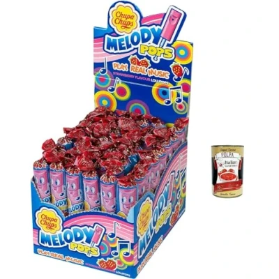 Afbeelding van CHUPA CHUPS MELODY POPS doos van 48 stuks + Italian Gourmet Polpa, 400 g