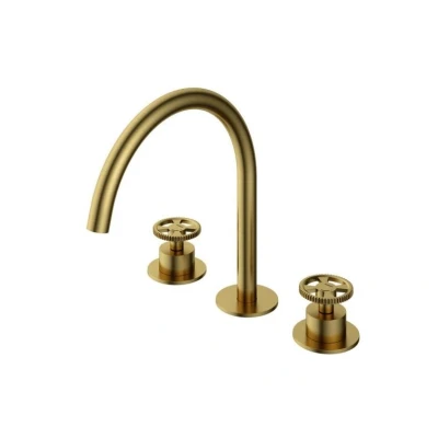 Afbeelding van HotBath Cobber @work inbouw wastafelmengkraan Geborsteld messing pvd Minimalistisch design