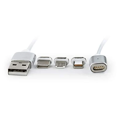 Afbeelding van Gembird Magnetische 3 in 1 USB oplaadkabel, meter Lightning/MicroUSB/USB C