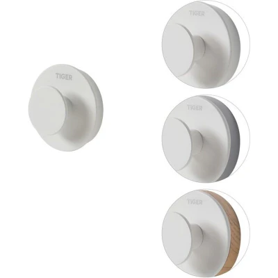 Afbeelding van Tiger Urban Handdoekhaak klein (1x) Zonder boren Zelfklevend 3M tape 2 decorringen Wit