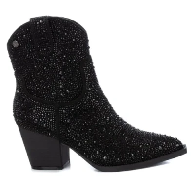 Afbeelding van XTI Cowboy/Bikerlaarsjes, Dames, Maat: 37, Black Textiel