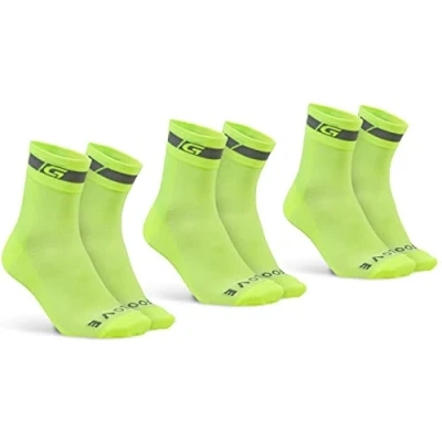 Image de GripGrab Classic Regular Cut Lot de 1 et 3 paires chaussettes cyclisme d&#039;été pour vélo route, VTT, intérieur, Jaune Hi Vis paires, 38 41 EU