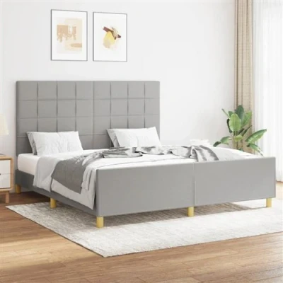 Afbeelding van vidaXL Bedframe met hoofdeinde stof lichtgrijs 160x200 cm