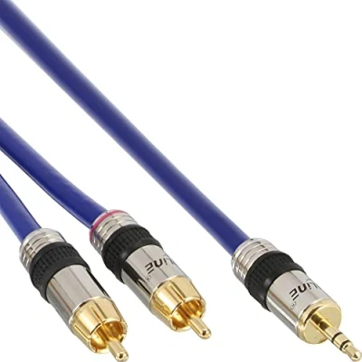 Afbeelding van InLine premium 3,5mm Jack Tulp stereo 2RCA kabel met vergulde connectoren 20 meter