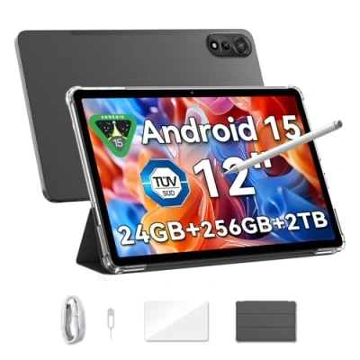 Afbeelding van Blackview Mega2 Tablet Android 15, 12 inch, 24 GB RAM + 256 ROM, 2K FHD groot display gaming tablet, Dual 4G LTE 5G WiFi, Octa Core T615, 9000 mAh, WideVine L1, dubbele camera, Face ID, GPS