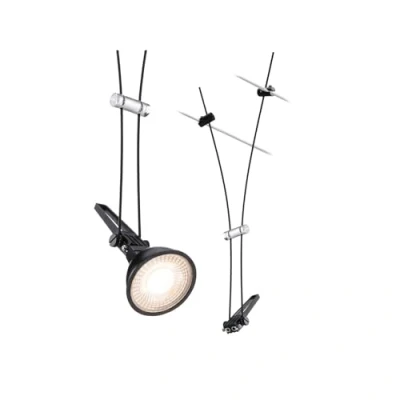Image de Paulmann CorDuo 94489 Spot simple Comet DC 12 V max. 50 W extensible Noir mat Métal GU5,3 Système de câble métallique sans ampoule