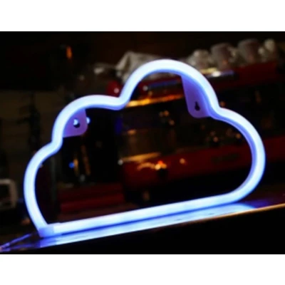 Afbeelding van LED Neon Wandlamp &quot;Wolk&quot;, Op Batterijen en USB, 30x19x2cm, Blauw