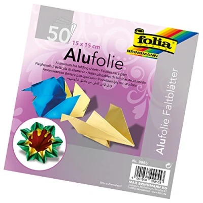Afbeelding van Vouwblaadjes Folia 15x15cm 50 vel alufolie assorti kleuren